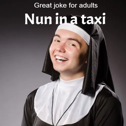 header image for a great joke for adults about a nun in a taxi