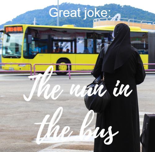 header image for a great joke about a nun in a bus