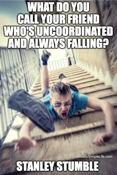 Man falling down stairs.