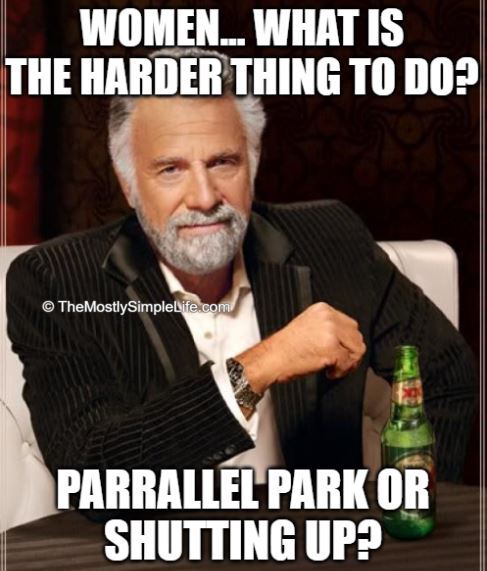 meme about women parallel parking