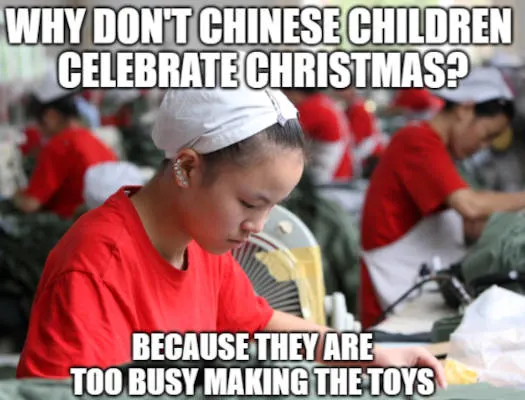 joke about Chinese children and Christmas toys