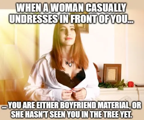 joke about a woman undressing in front of her boyfriend