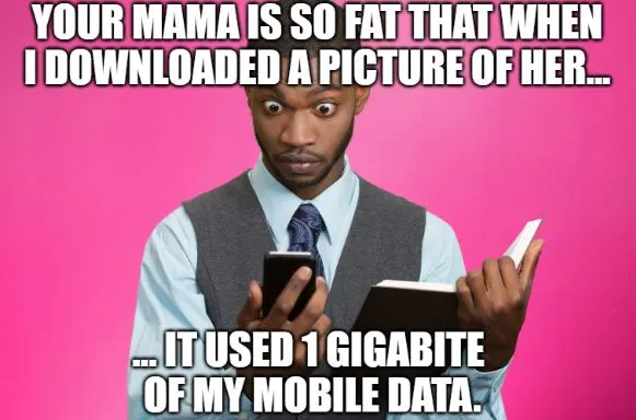 funny fat meme about someone downloading a picture of your mom that is 1 gigabite