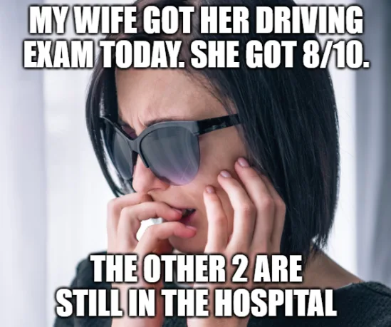 joke about a woman and her driving exam