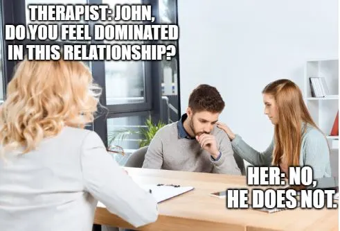 therapist joke with dominating woman